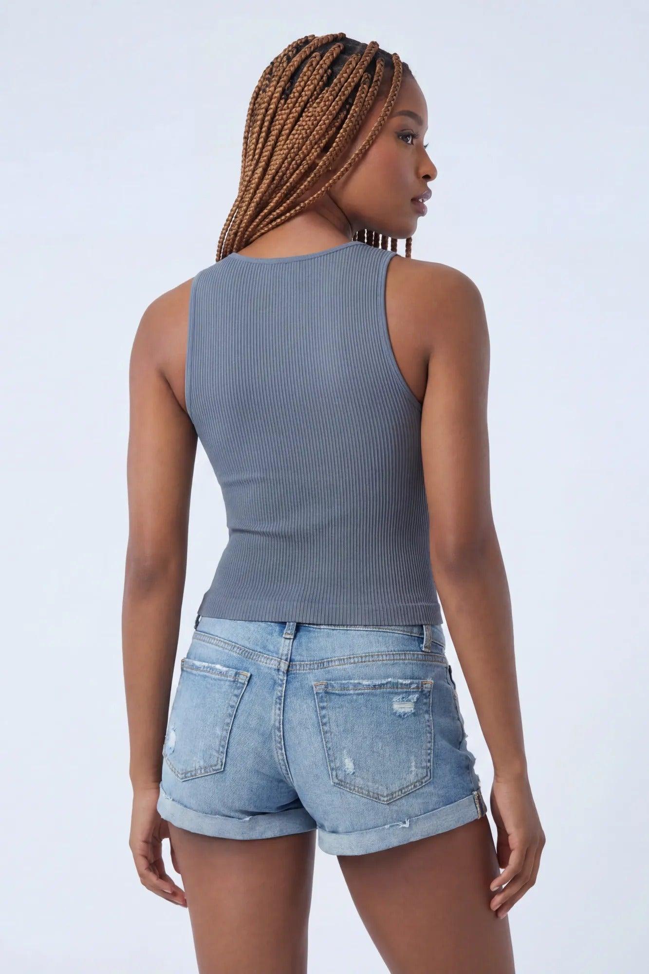 Seamless Ribbed V-Neck Tank Female Product Image
