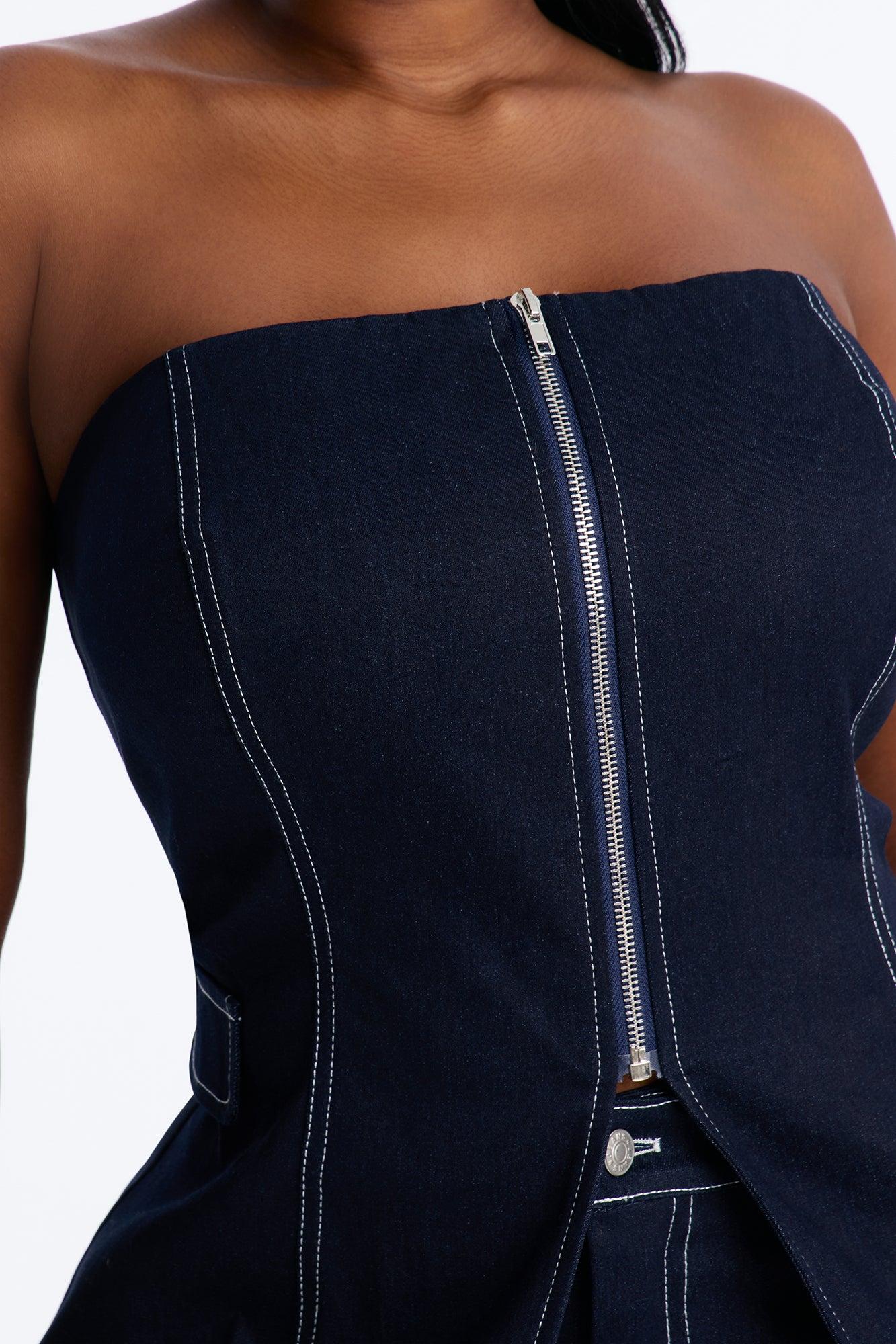 Ex Factor Denim Capri Set - Dark Denim Female Product Image