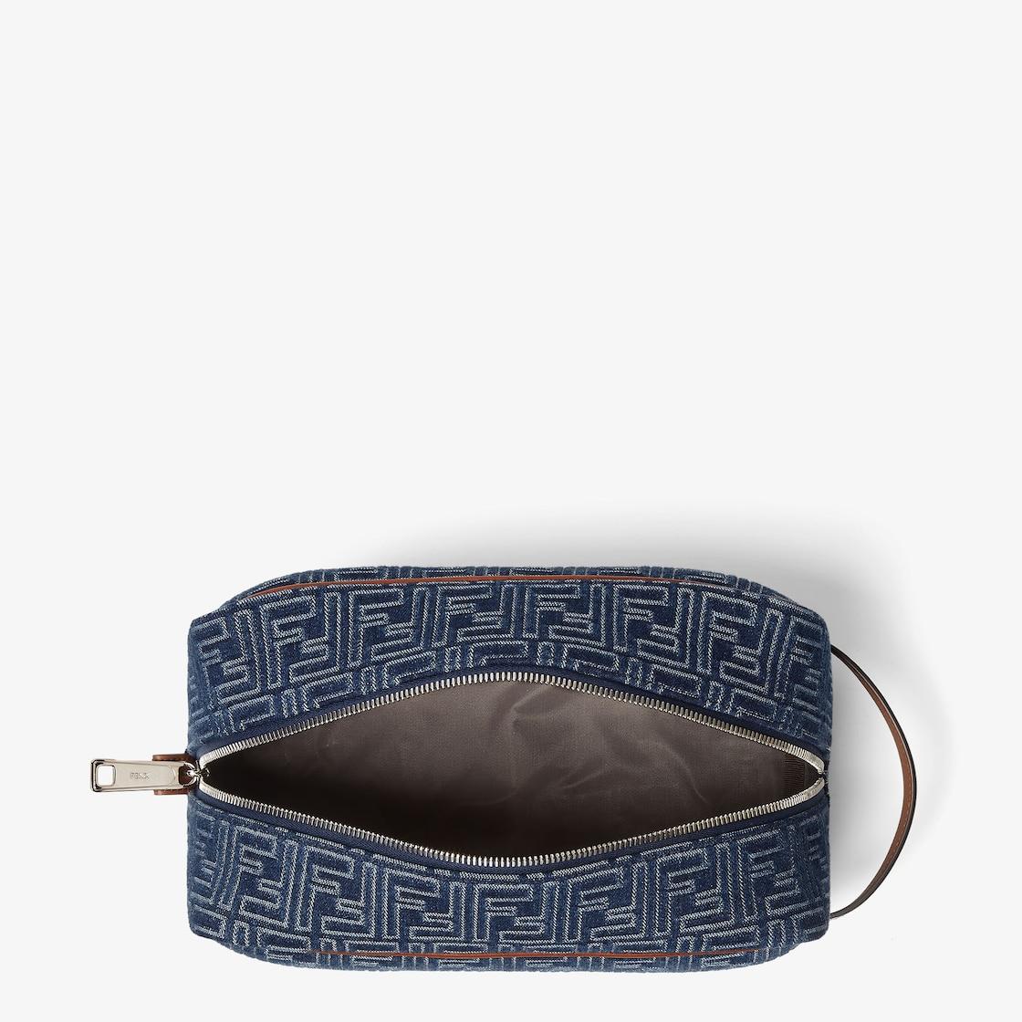 FF Toiletry Case MediumBlue denim-effect FF Jacquard toiletry case Product Image