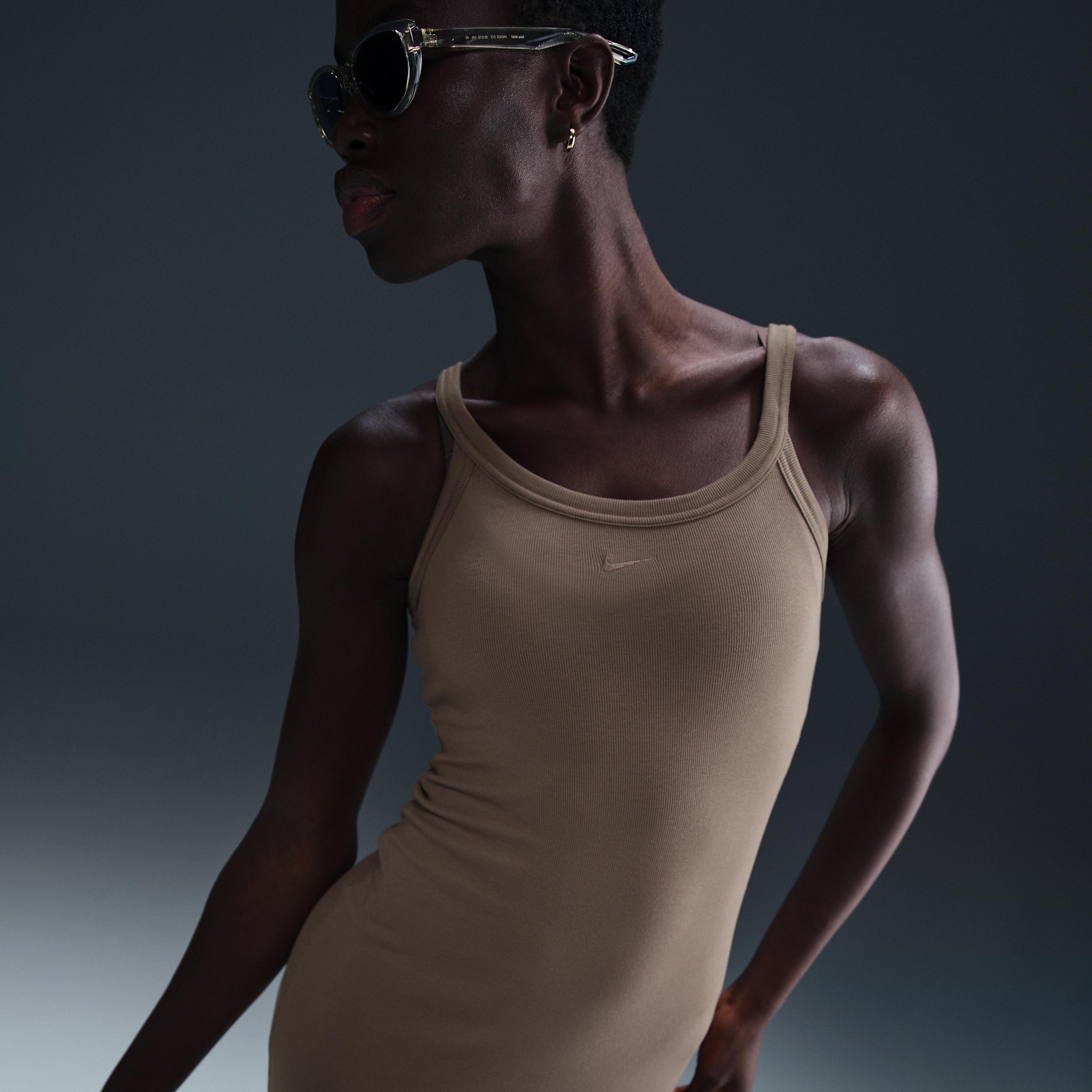 Womens Nike Sportswear Chill Knit Tight Mini-Rib Tank Top Dress | HJ0710-010 Product Image