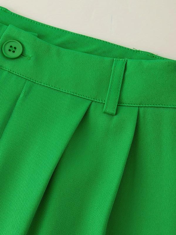 Loose Wide Leg Pleated Solid Color Split-Joint Pants Trousers Product Image