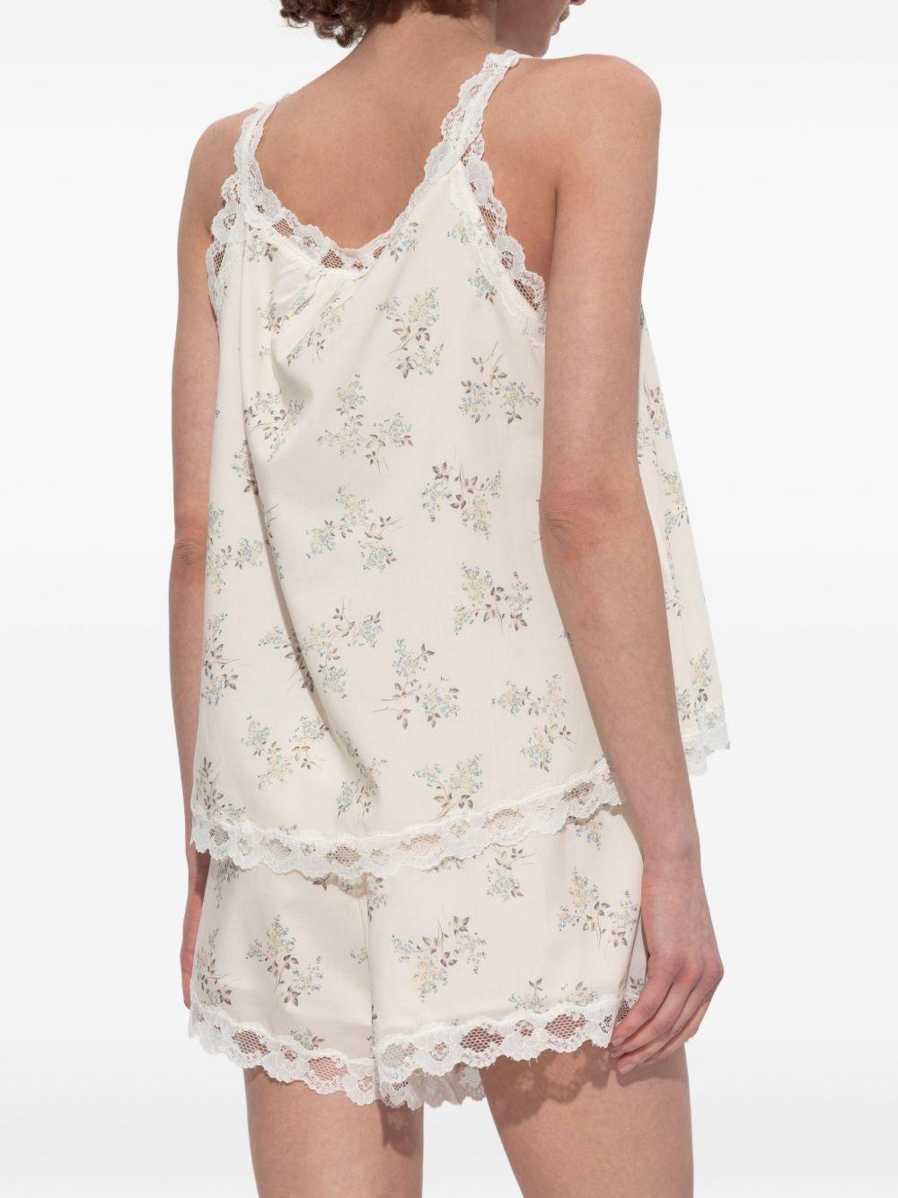 floral lace-trimmed top Product Image