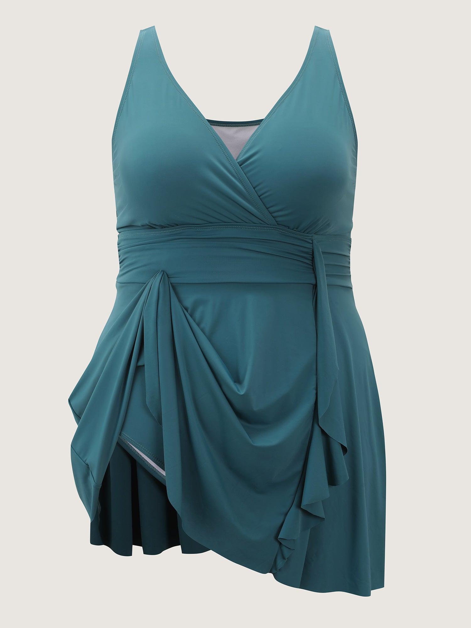 Ruffled Hem Cinched Waist Swim Dress Female Product Image