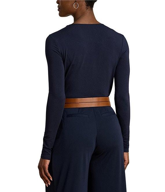 Lauren Ralph Lauren Stretch Jersey Asymmetrical Neck Long Sleeve Top Product Image