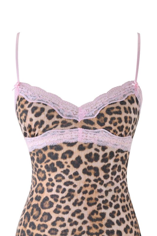 CASSIA SLIP DRESS - BEIGE : LEOPARD Product Image