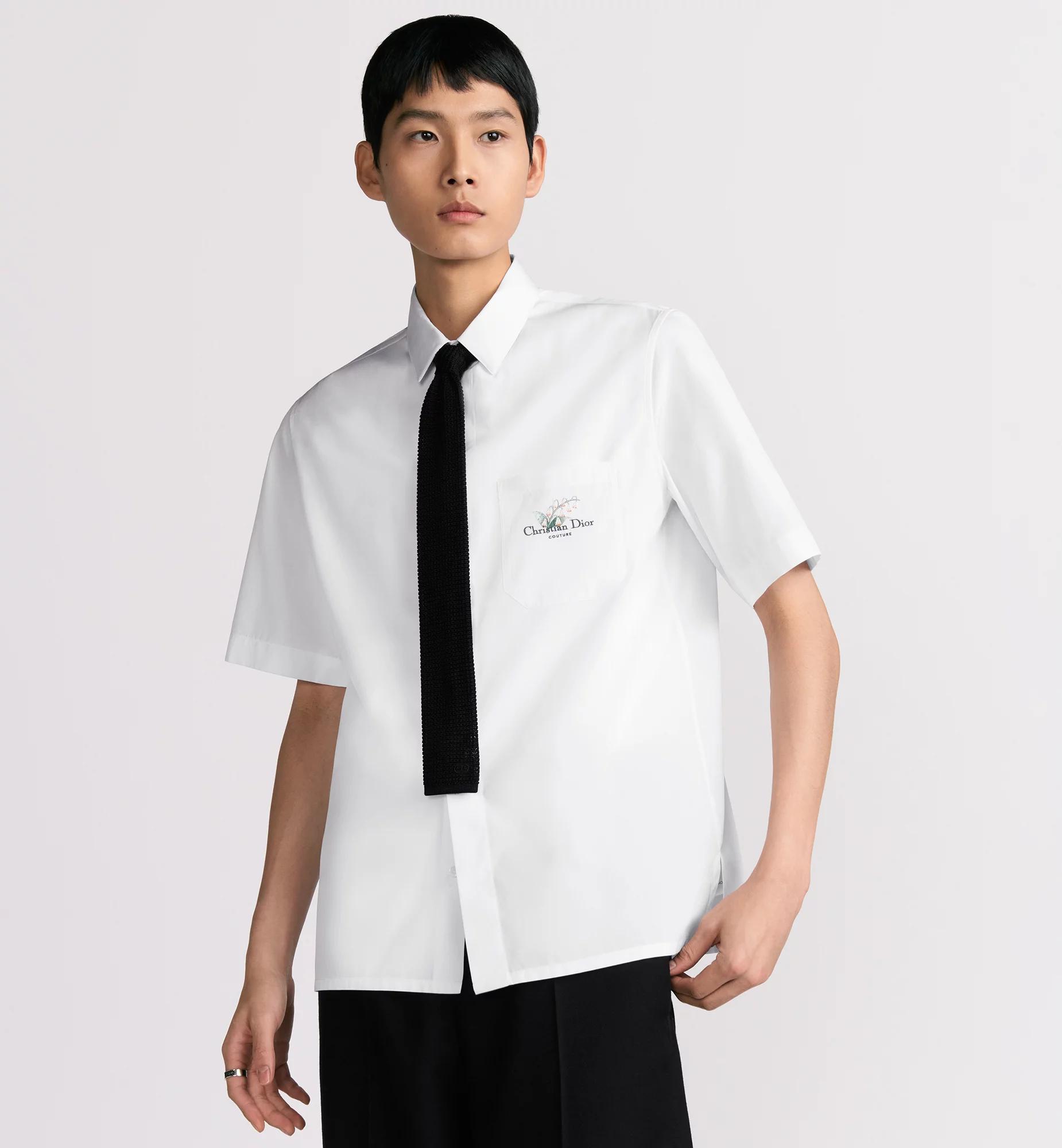 Short-Sleeved Shirt with Christian Dior Couture Lily of the Valley Embroidery Product Image