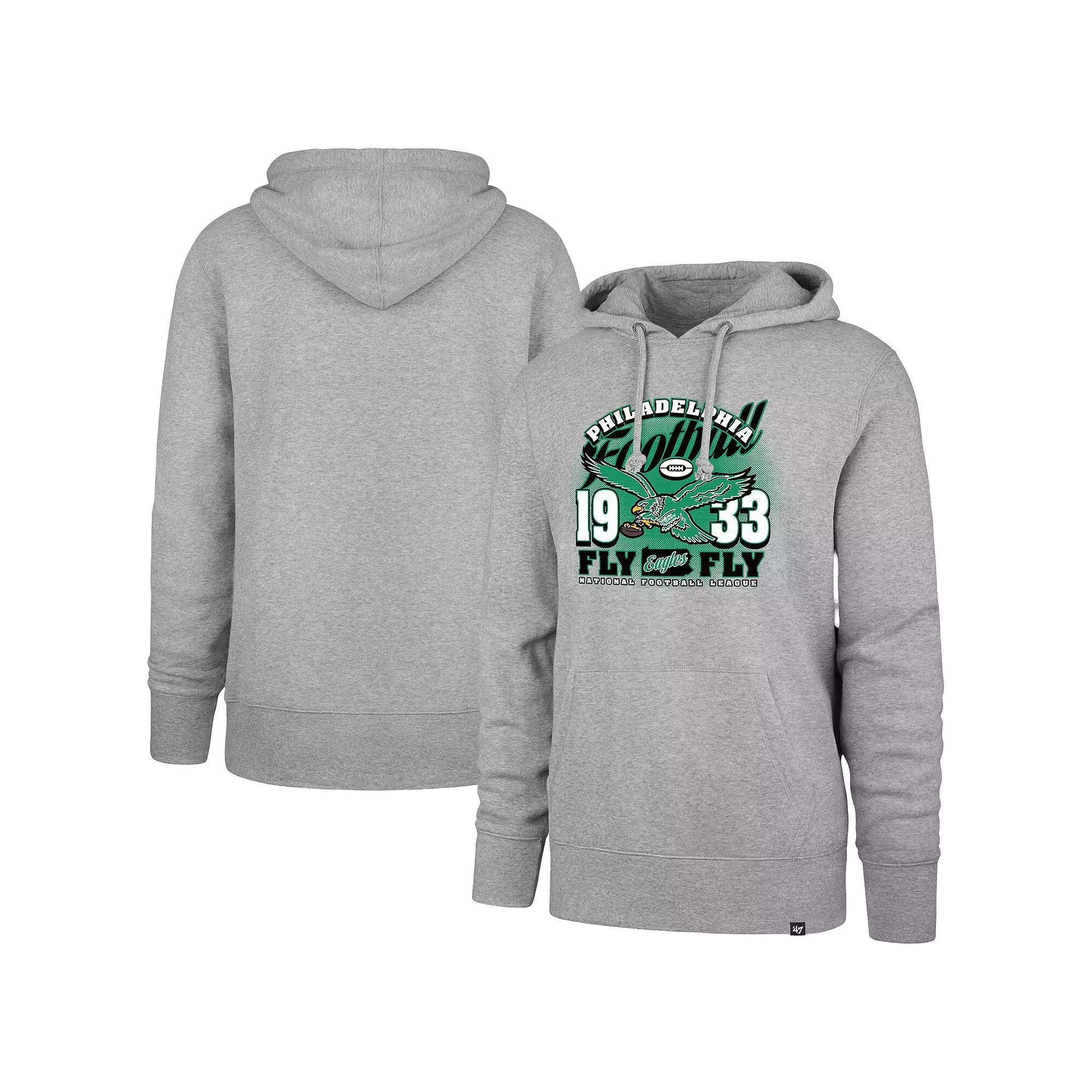 Men's '47  Gray Philadelphia Eagles Regional Headline Pullover Hoodie, Size: 2XL, Grey Product Image