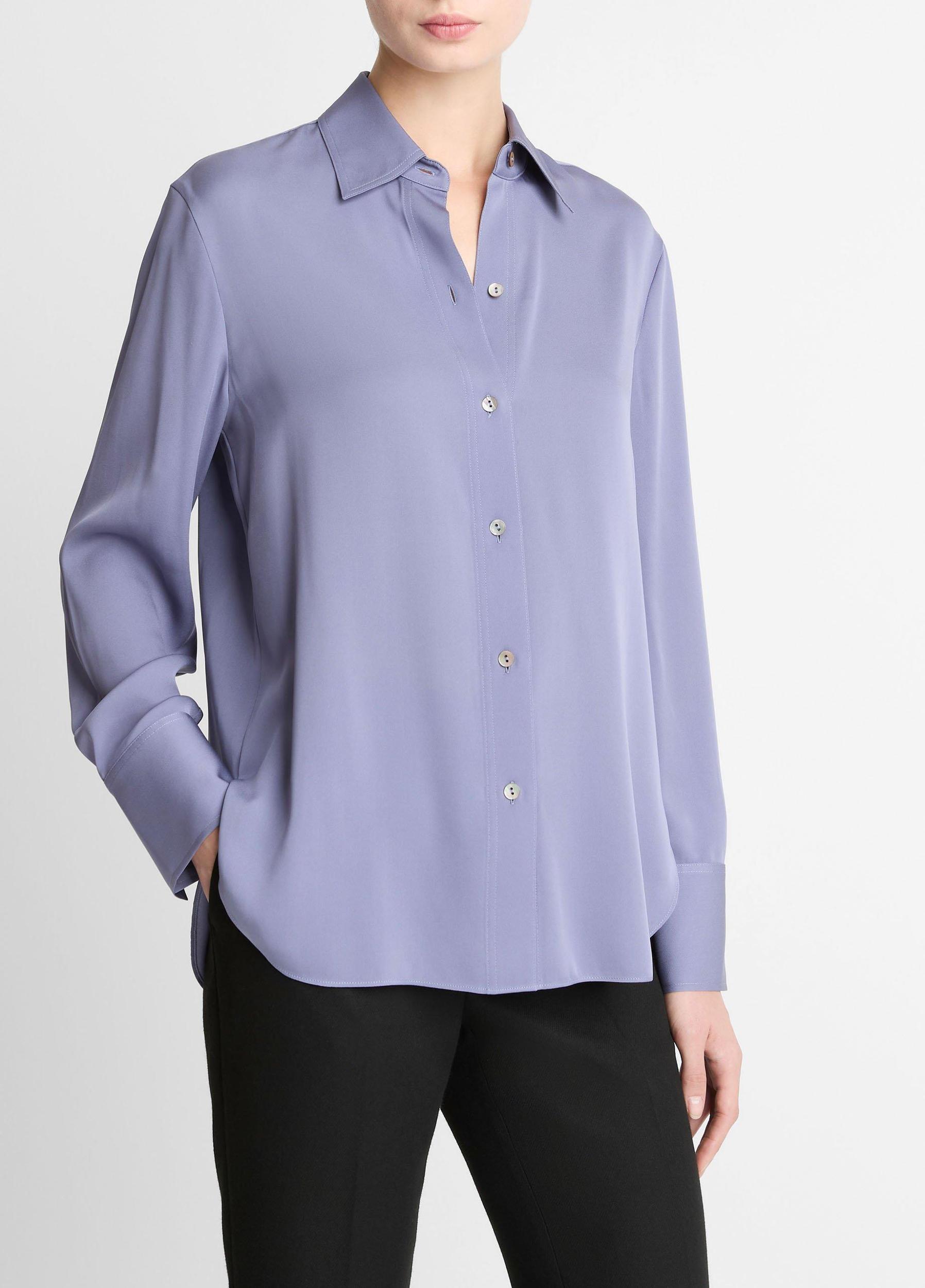 Stretch-Silk Button-Front Blouse Product Image
