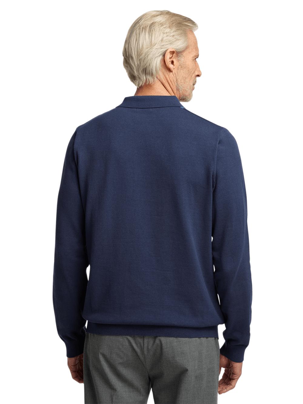 Cotton Quarter Zip Polo - Blue Product Image