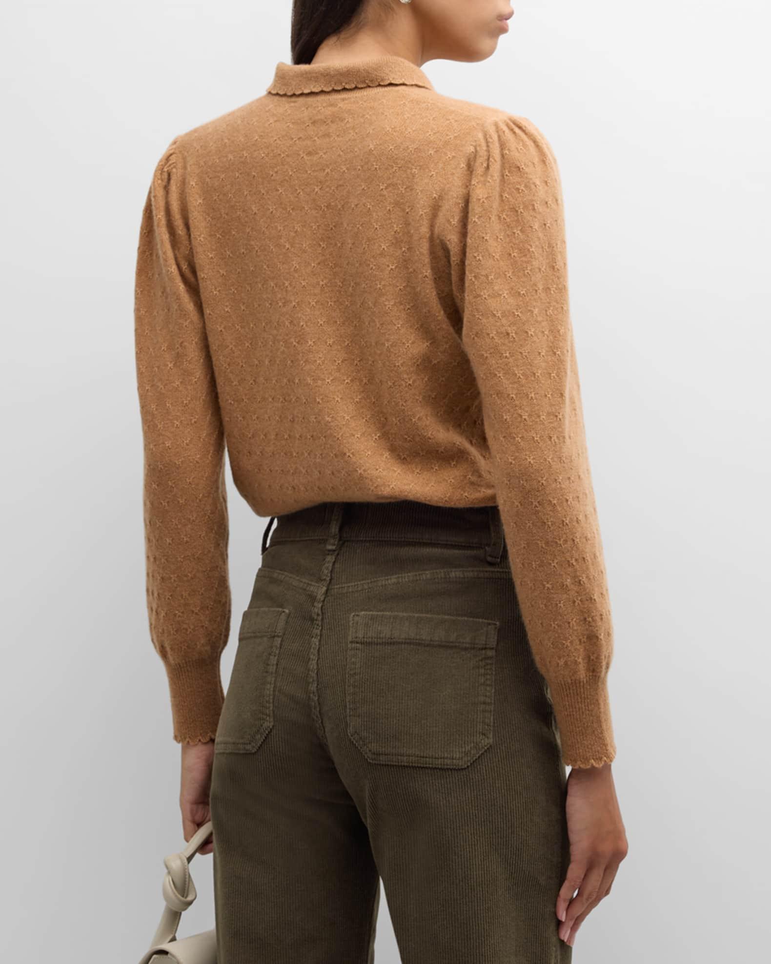 Scalloped Cashmere Polo Sweater Product Image