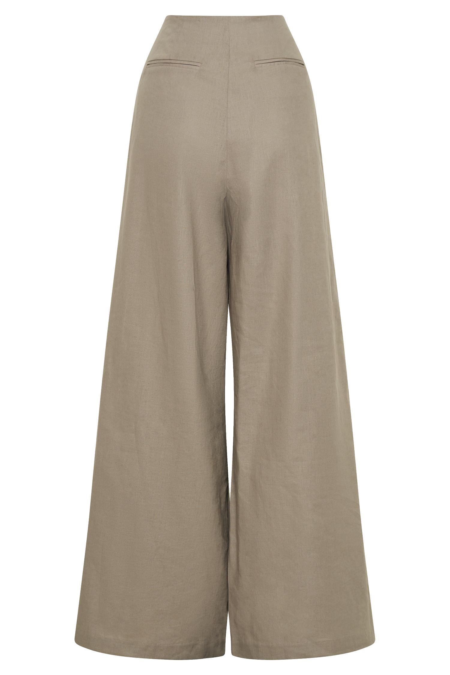 Brandi Linen Straight Leg Pant - Pebble Product Image