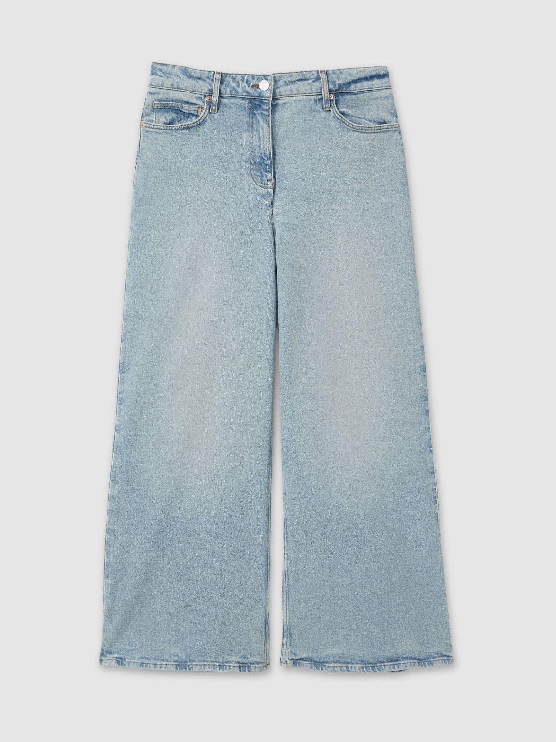 Petite Wide Leg Jeans in Light Blue Product Image
