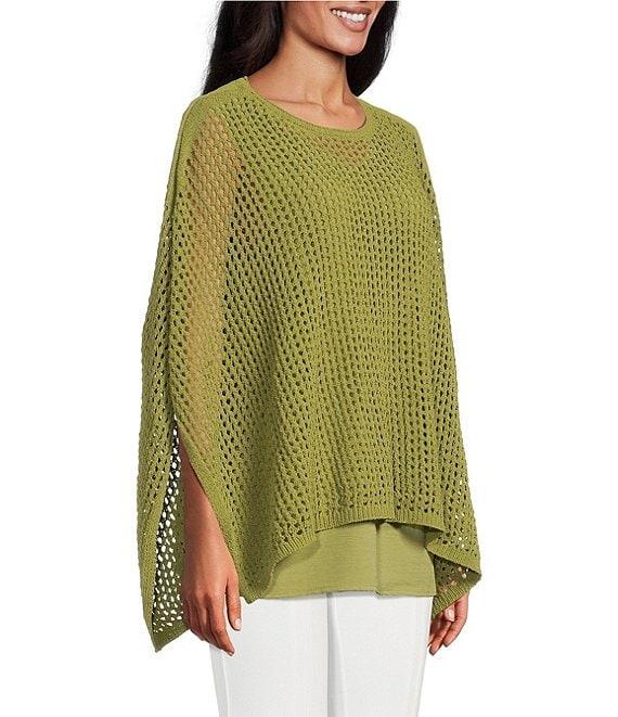 Slim Factor by Investments Morgan Boat Neck 3/4 Sleeve Lined Crochet Twofer Top Product Image
