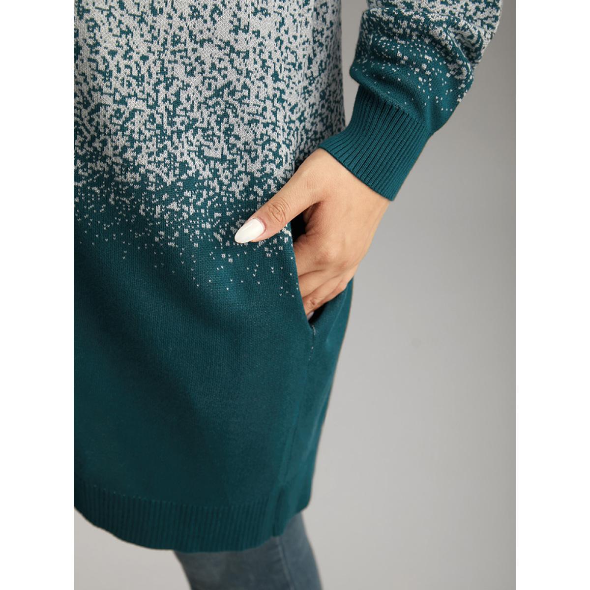 Plus Size Supersoft Ombre Heather Contrast Open Front Cardigan Cyan Women Casual Loose Long Sleeve Dailywear Cardigans BloomChic 10/M Product Image