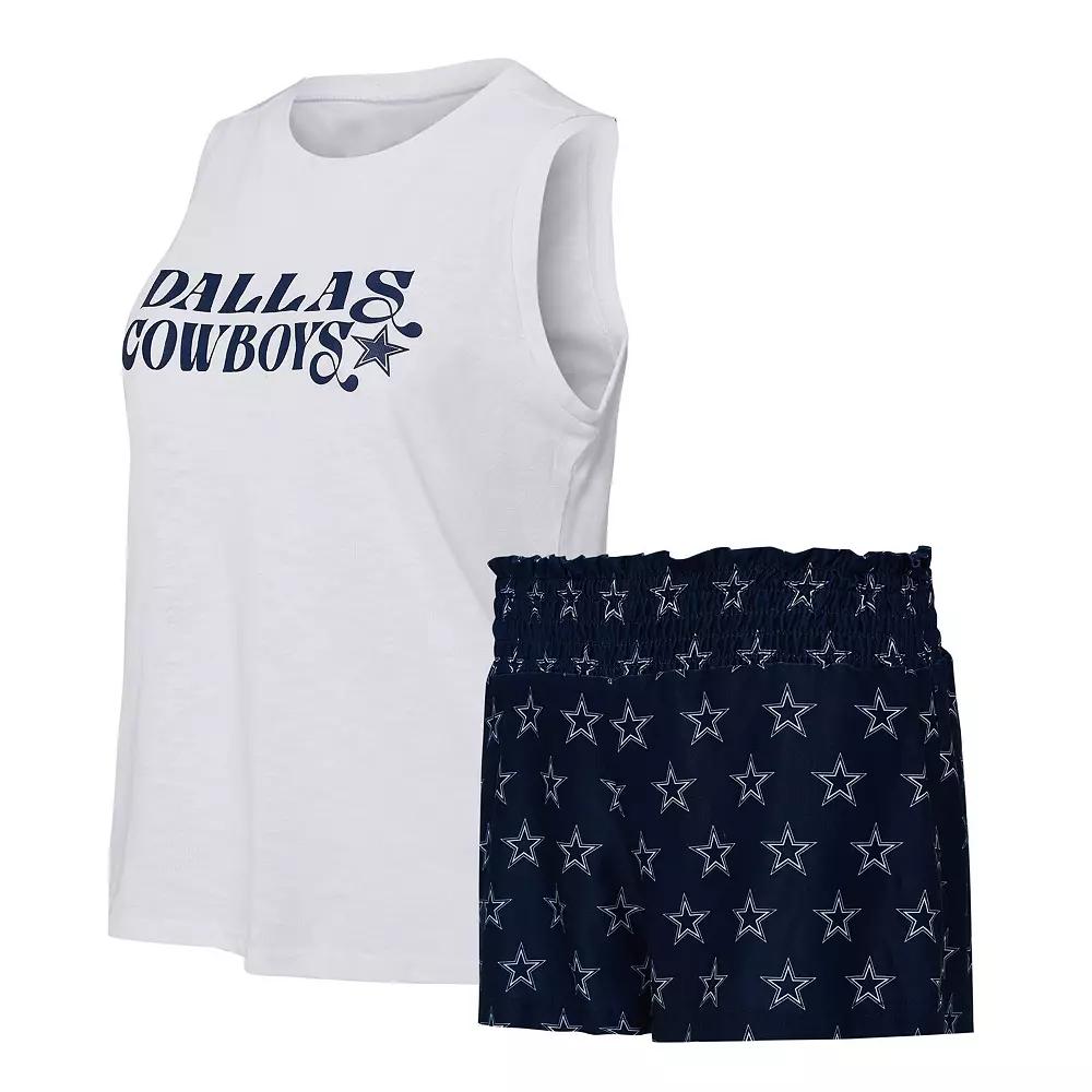 Women's Concepts Sport Navy/White Dallas Cowboys Gauge Tank Top & Shorts Sleep Set,  Product Image