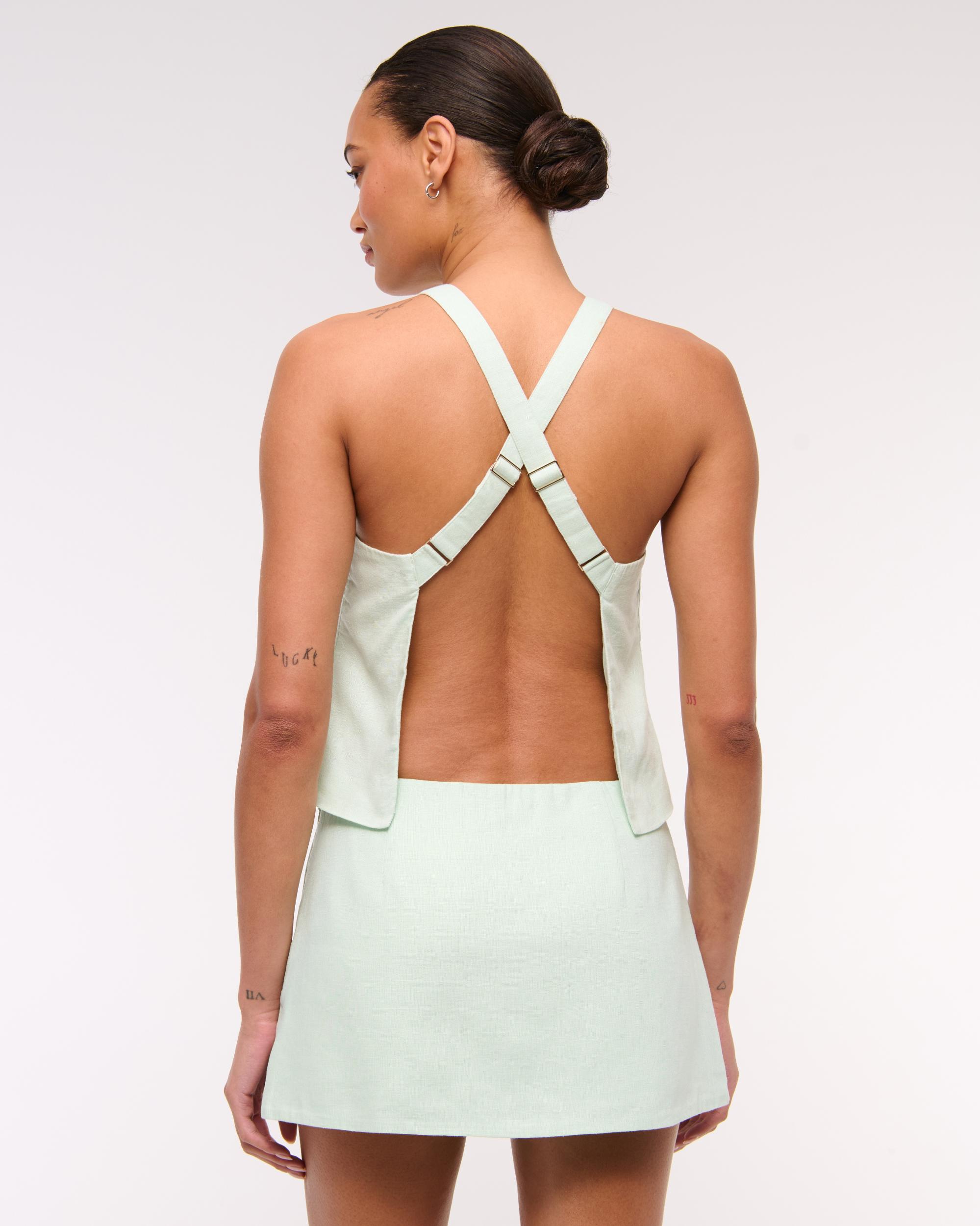 Mid Rise Tailored Micro Wrap Mini Skort Product Image