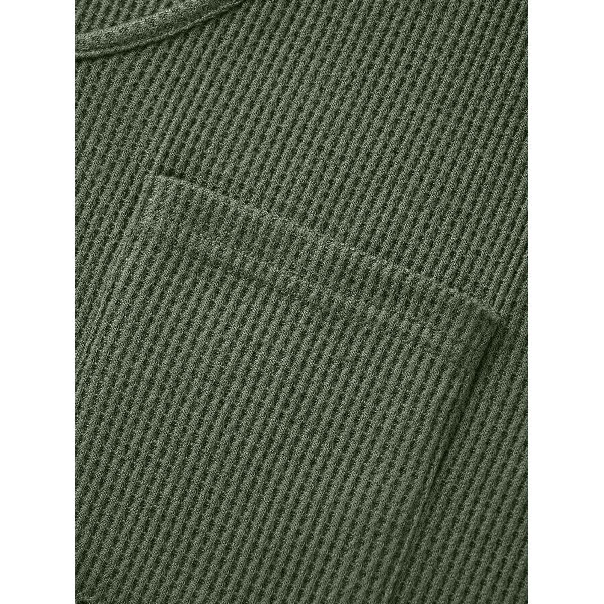 Plus Size Waffle Knit Pocket Hooded Drawstring Arc Hem T-shirt Purple Women Casual Texture Plain Hooded Everyday T-shirts BloomChic 22-24/3X Product Image