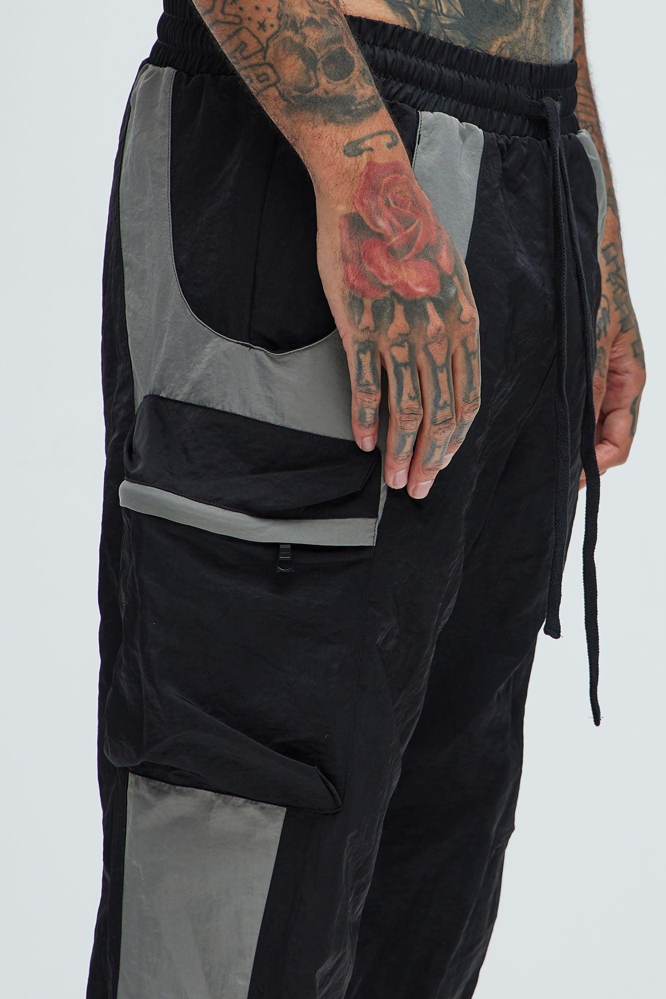 Double Time Contrast Straight Track Pants - Black/combo Product Image