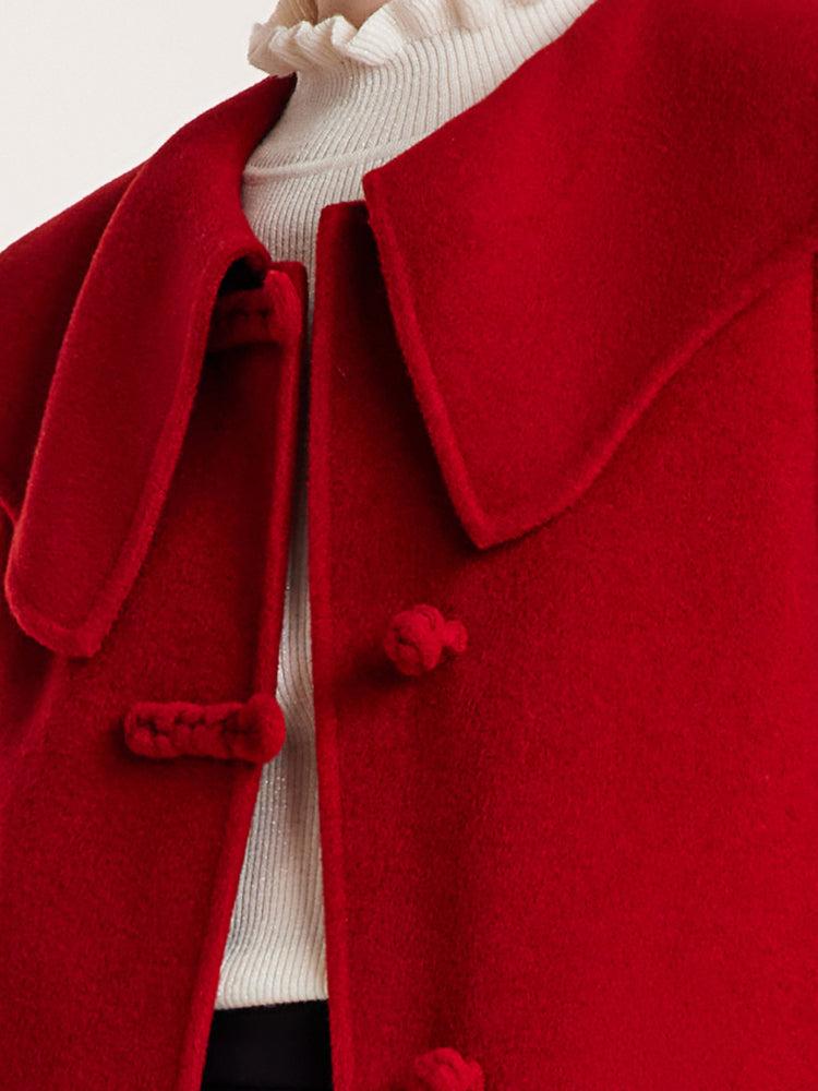 Tencel Wool Cheongsam Button Double-Faced Women Coat Product Image