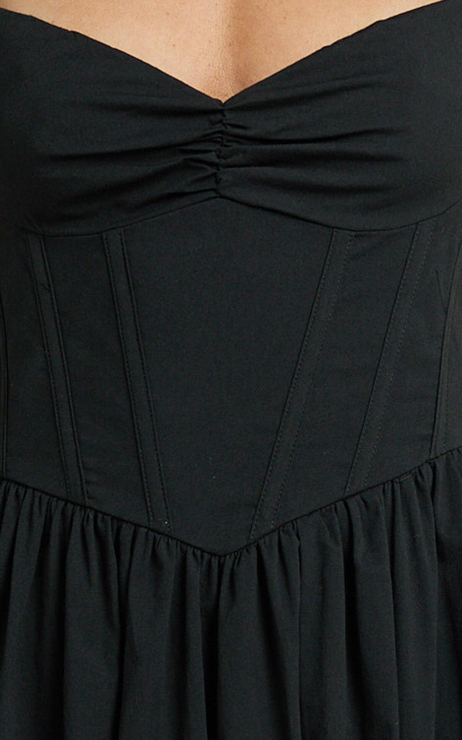 Maddie Midi Dress - Sweetheart Fit And Flare Gathered Dress in Black Product Image