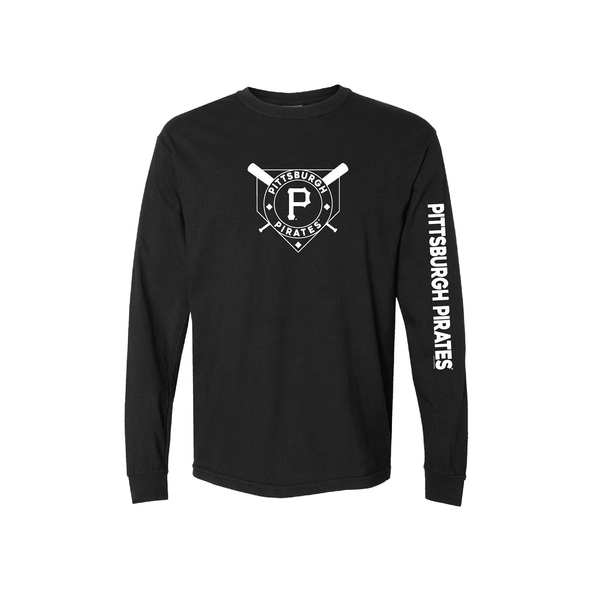Women's Soft as a Grape Black Pittsburgh Pirates Pigment Dye Long Sleeve T-Shirt,  Product Image