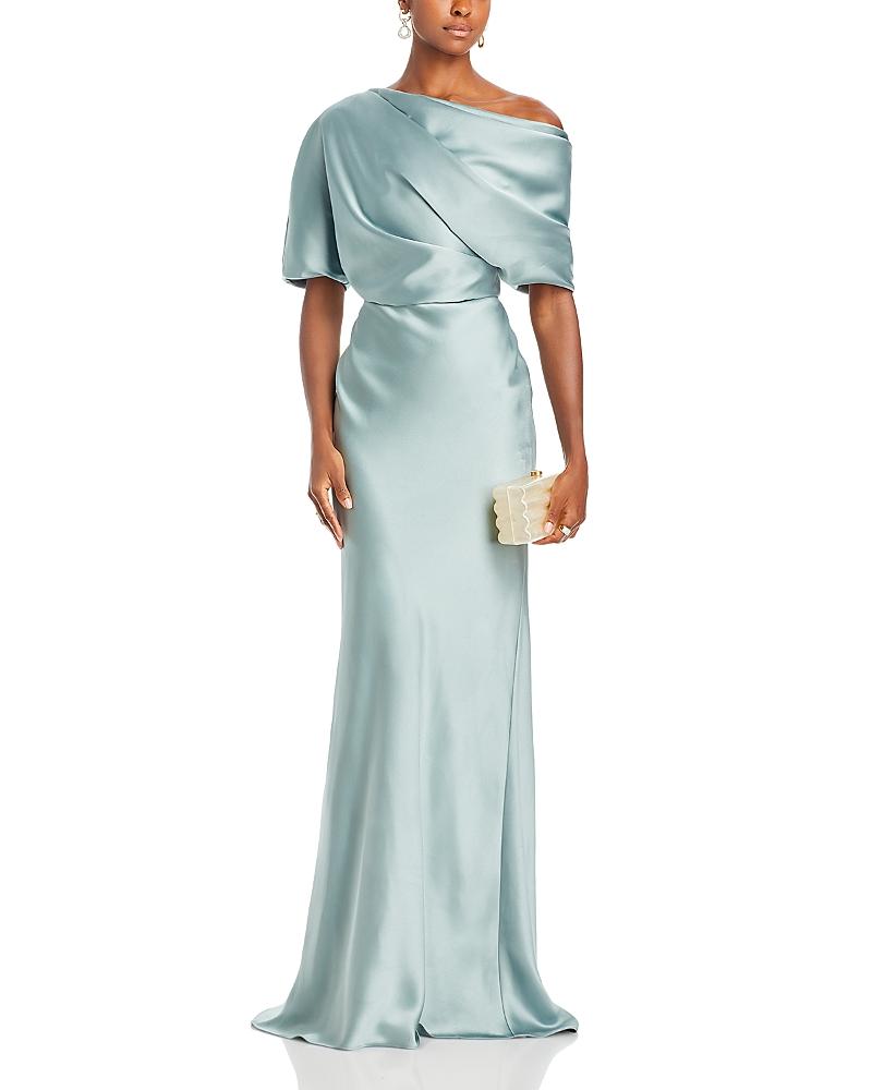 Amsale Draped Satin One Shoulder Dress Product Image