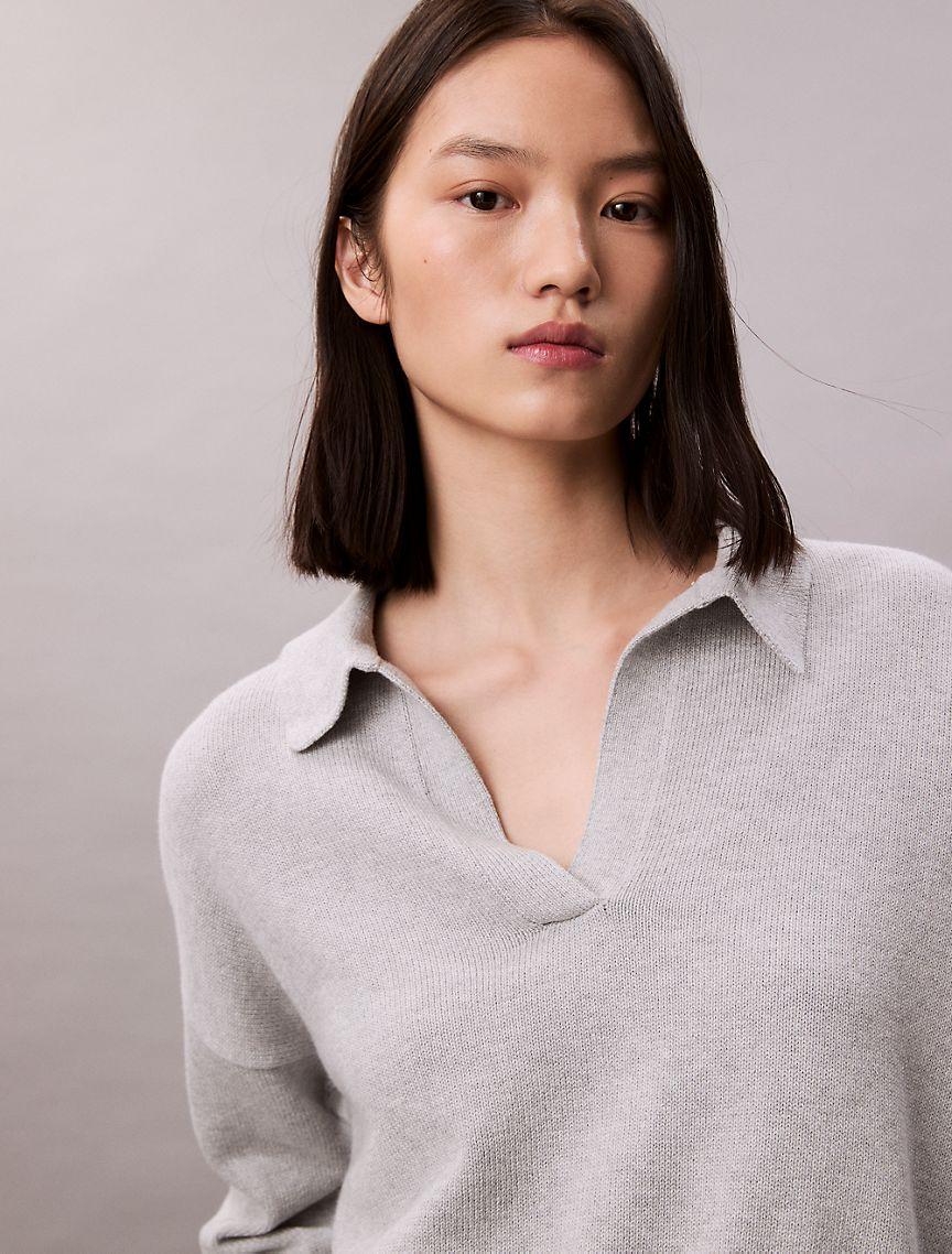 Smooth Cotton Polo Sweater Product Image