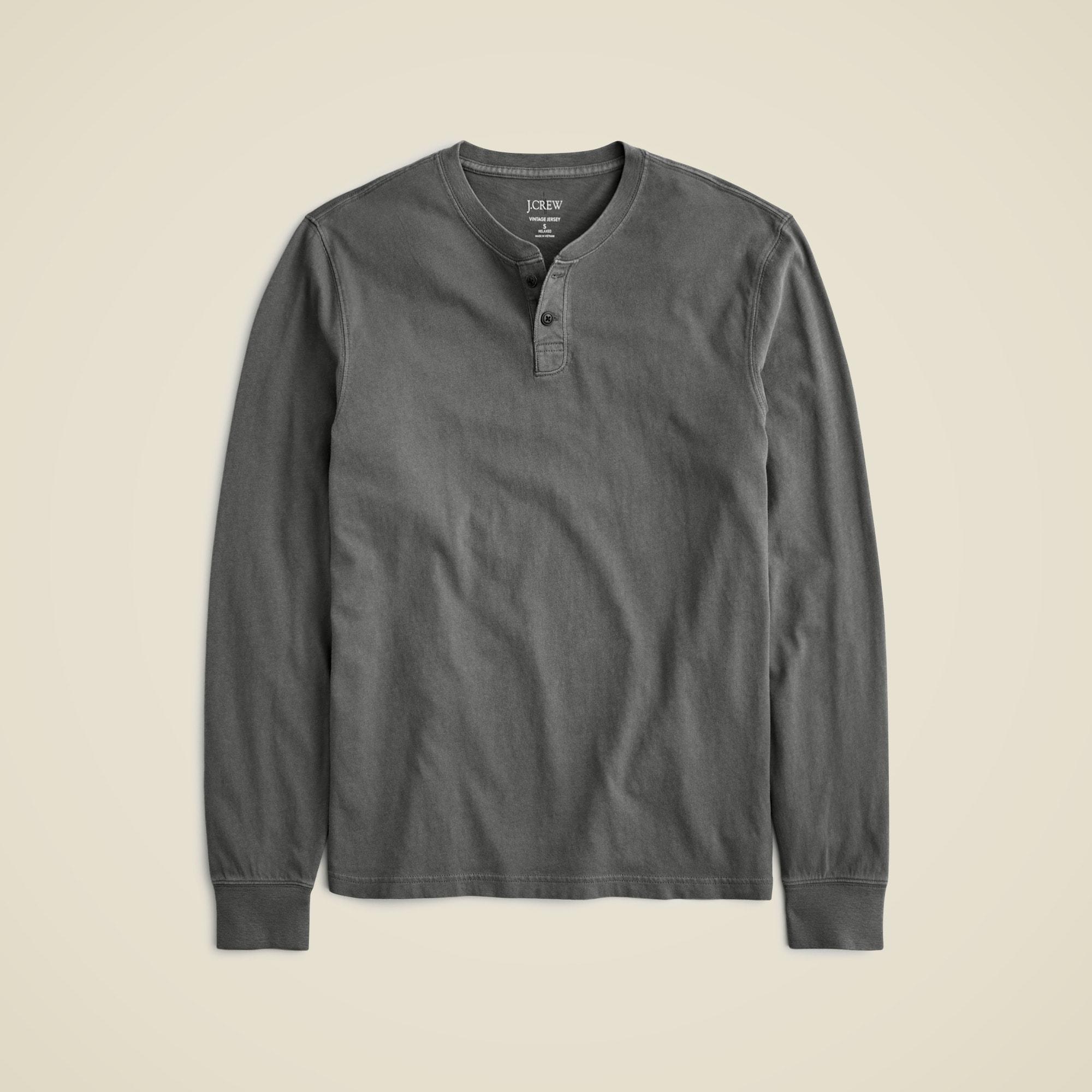 Vintage-wash cotton henley Product Image