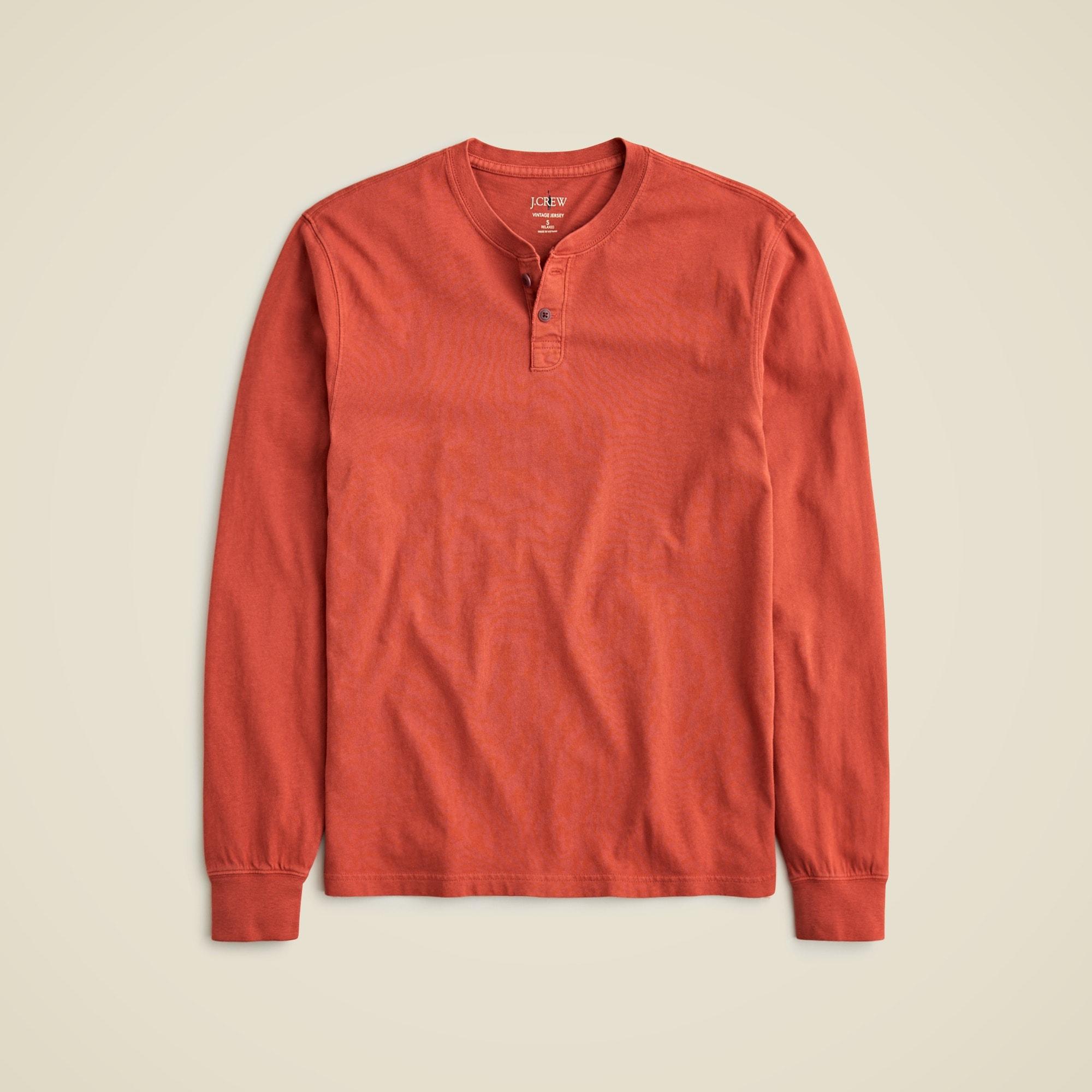 Vintage-wash cotton henley Product Image