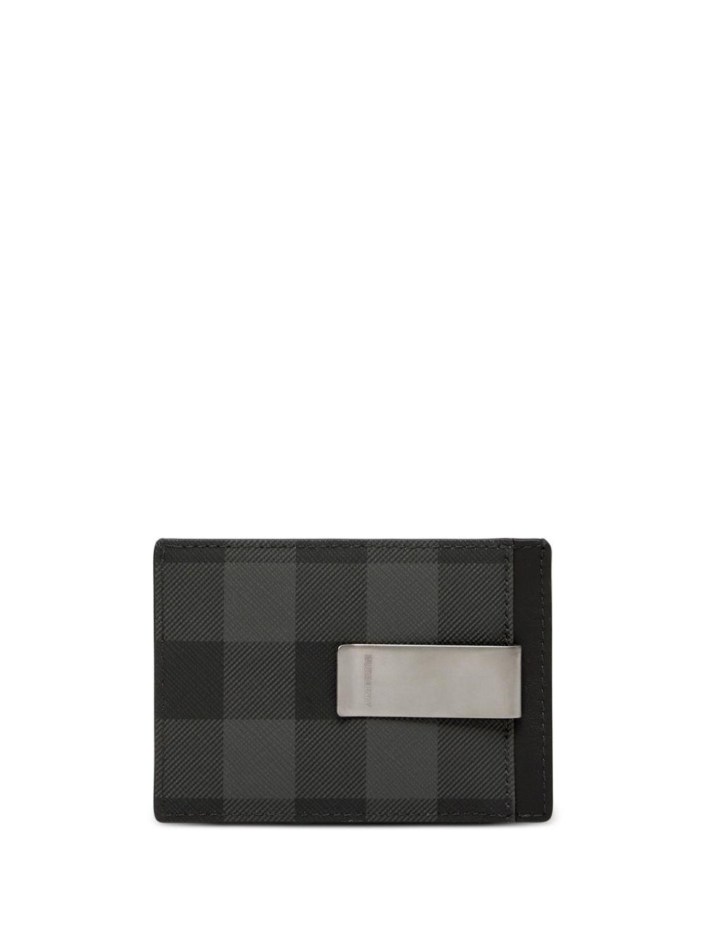 checked leather cardholder Product Image