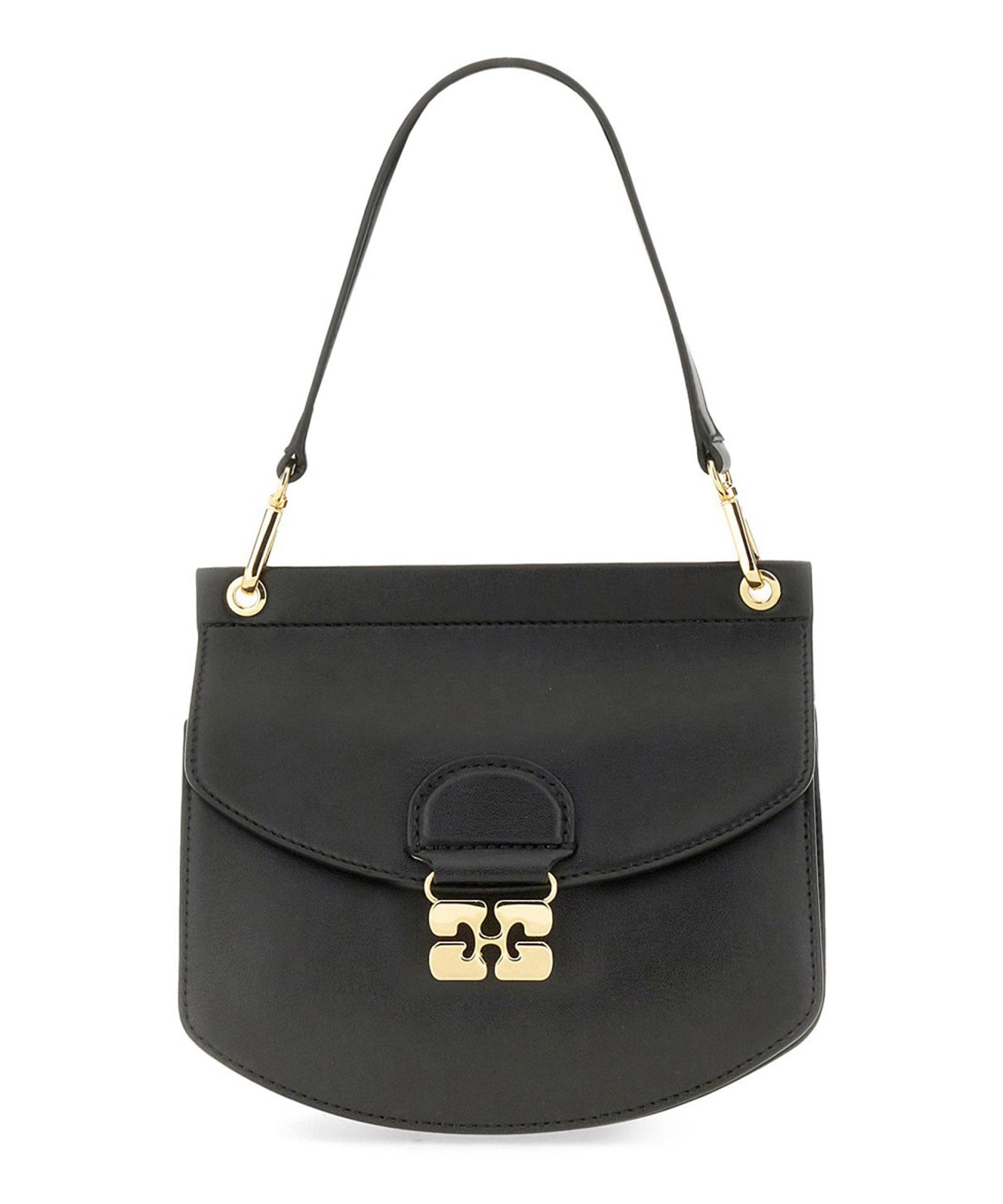 GANNI Small Shoulder Bag With Adjustable Strap And Gold-tone Hardware In Black Product Image