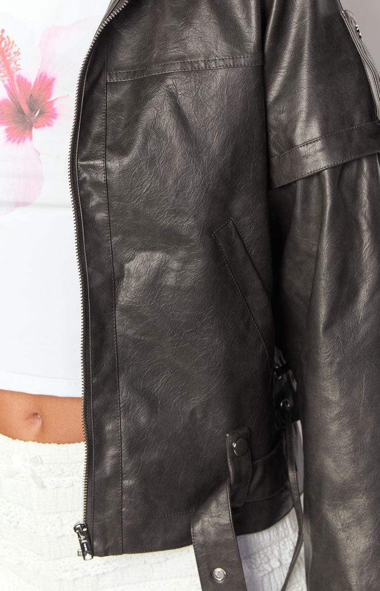 Jessica Anne PU Washed Black Jacket Girls Product Image