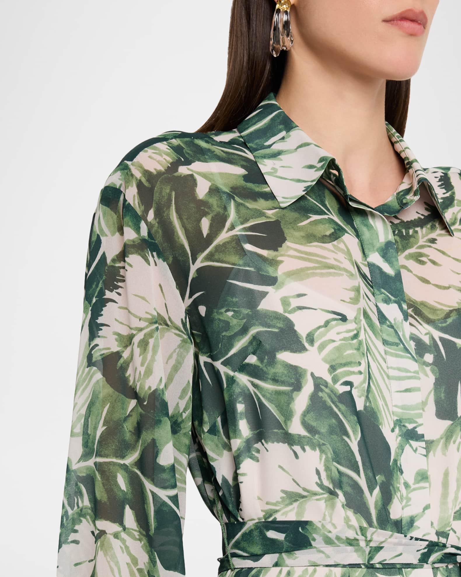 Botanical-Print Chiffon Shirt Gown Product Image