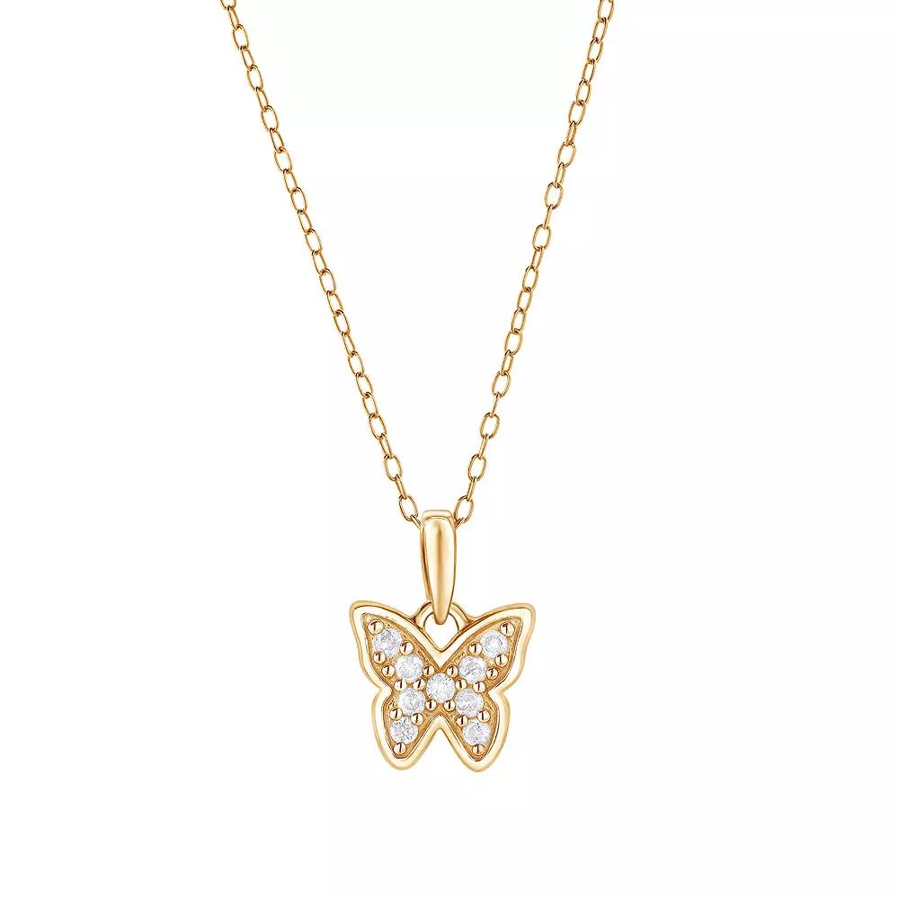 Diamond Brilliance Sterling Silver 1/10 Carat T.W. Lab-Grown Diamond Butterfly Pendant Necklace, Women's, Size: 18", Pink Tone Product Image