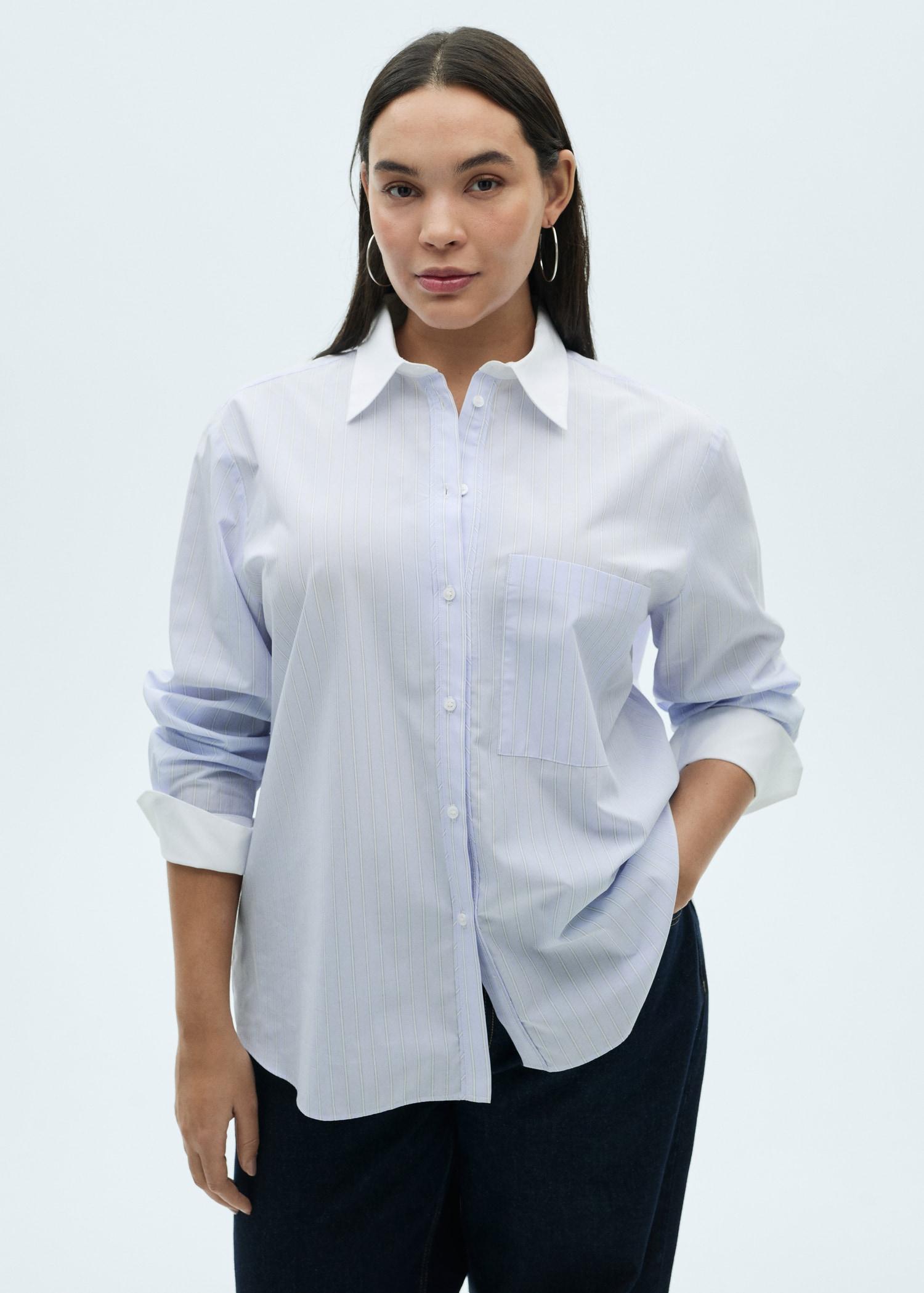 Cotton-blend combined shirt - Women | MANGO USA Product Image