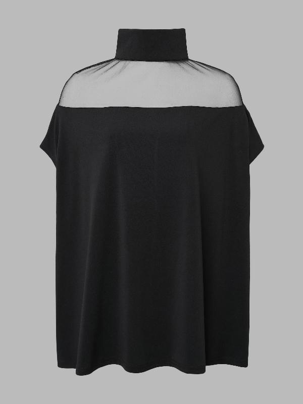 Batwing Sleeves See-Through High-Neck Blouses&Shirts Tops Product Image