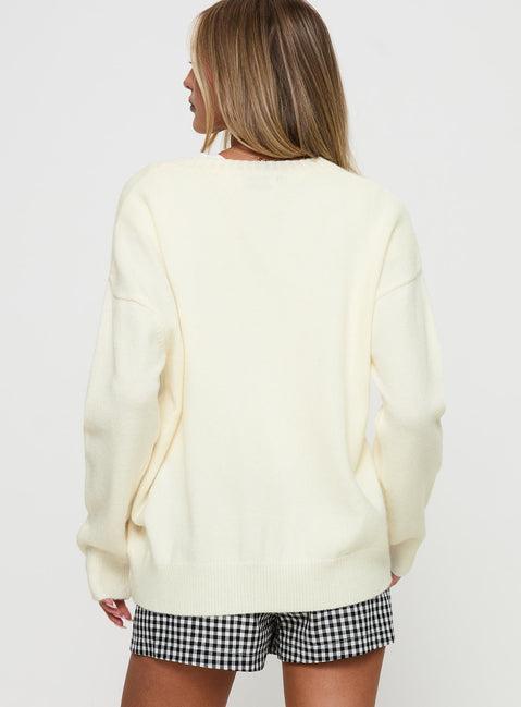 Living Is Easy Knit Sweater White Product Image