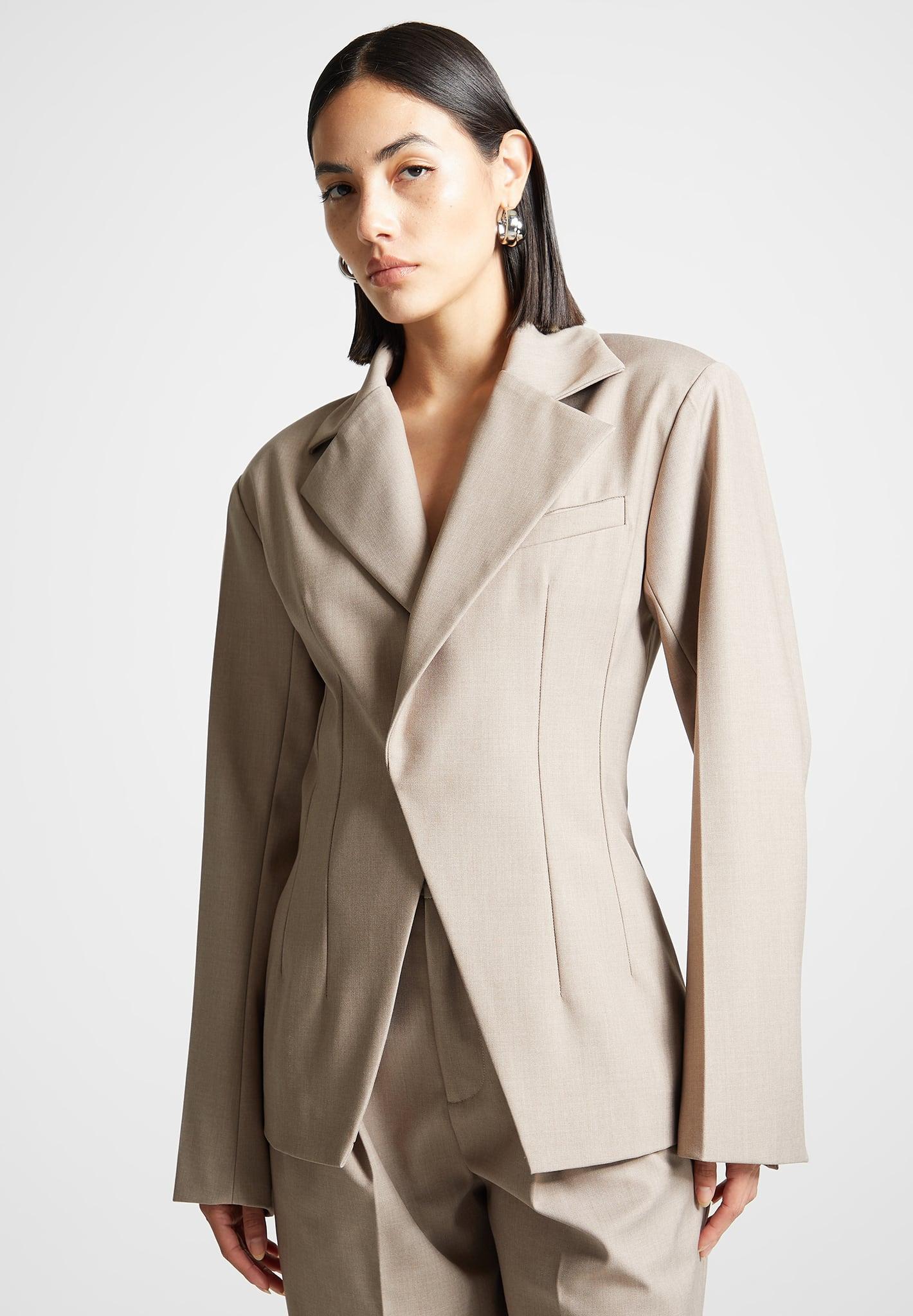 Tailored Double Breasted Blazer - Taupe Female Product Image