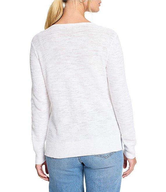NIC + ZOE Breezy Texture V-Neck Long Sleeve Sweater Product Image
