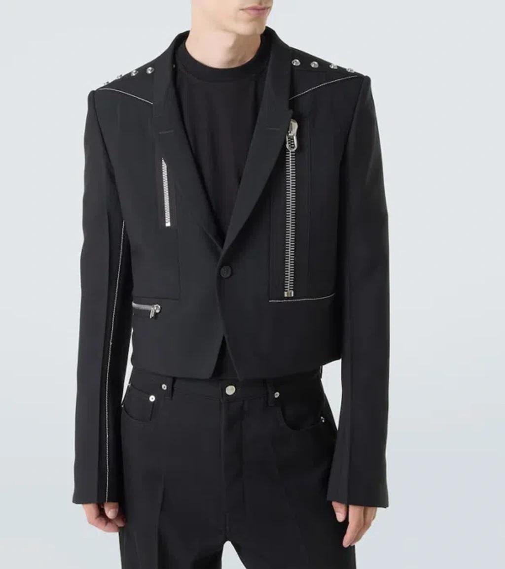 RICK OWENS Alice Studded Virgin Wool Blazer In Black Product Image