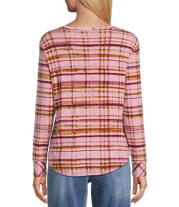 Westbound Zephyr Soft Plaid Long Sleeve Crew Neck Pullover Product Image