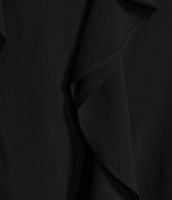 Anne Klein Round Collar Long Sleeves Ruffe Front and Sleeve Tie Front Blouse Product Image