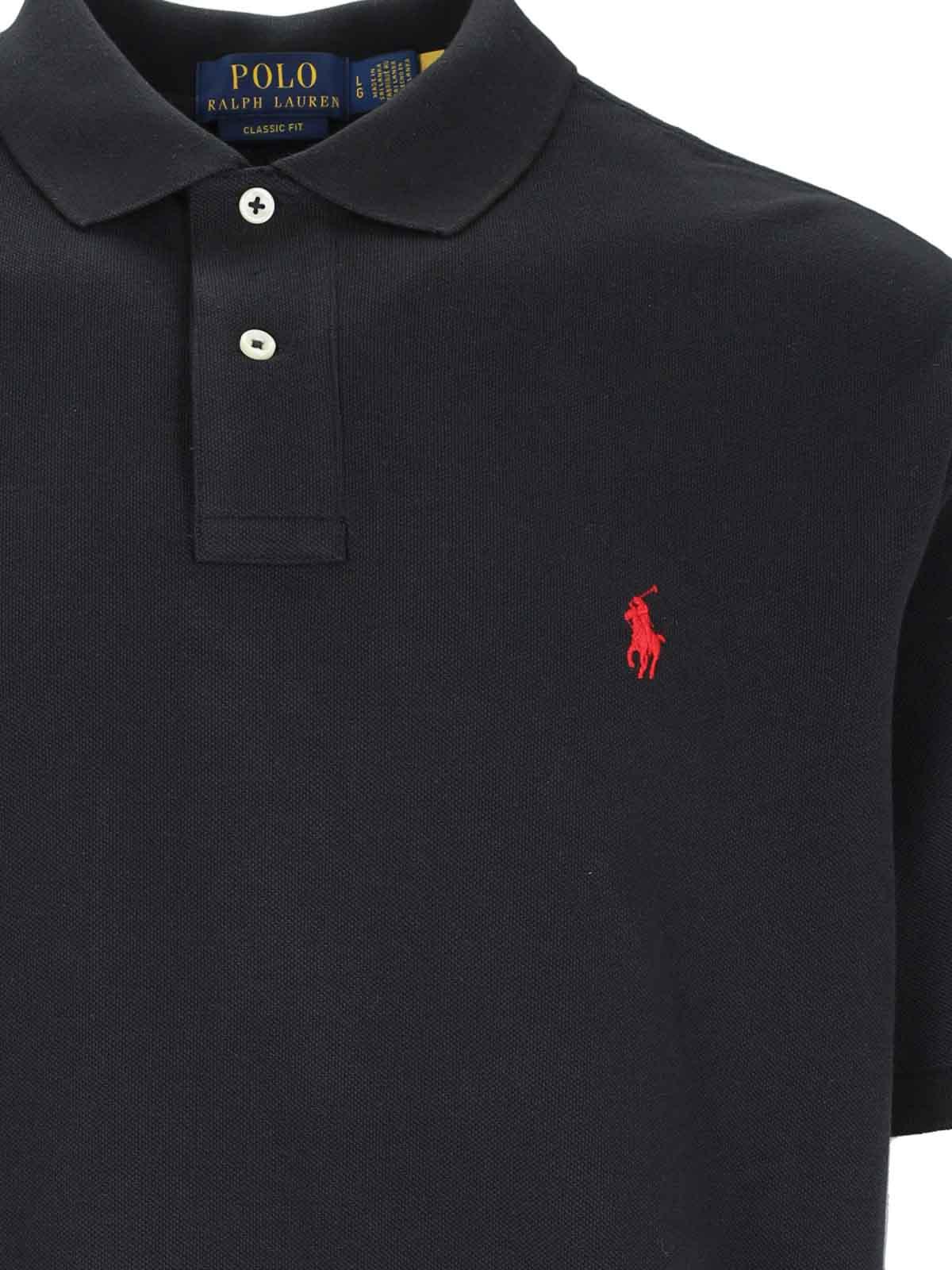 POLO RALPH LAUREN Black Polo Shirt With Classic Collar And Pony Embroidery On The Front In Cotton Man Product Image