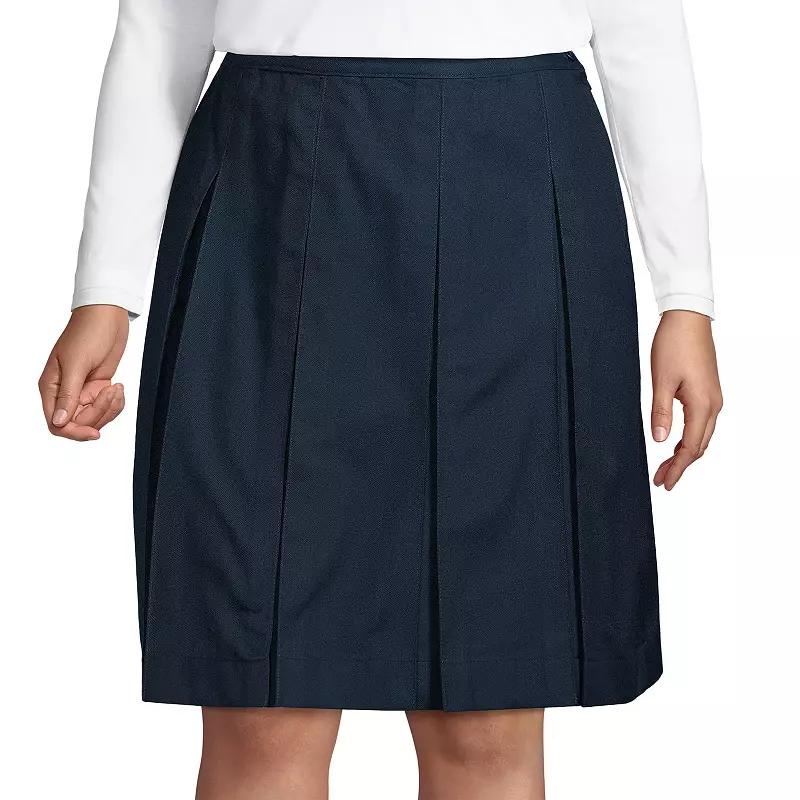 Plus Size Lands End School Uniform Box Pleat Skirt, Womens Green Product Image