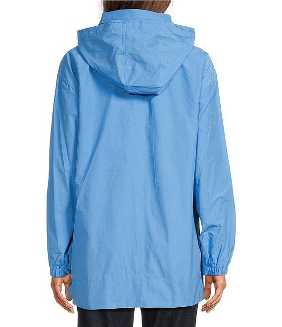 Eileen Fisher Petite Size Organic Cotton Blend Stand Collar Long Sleeve Hidden Hood Coat Product Image