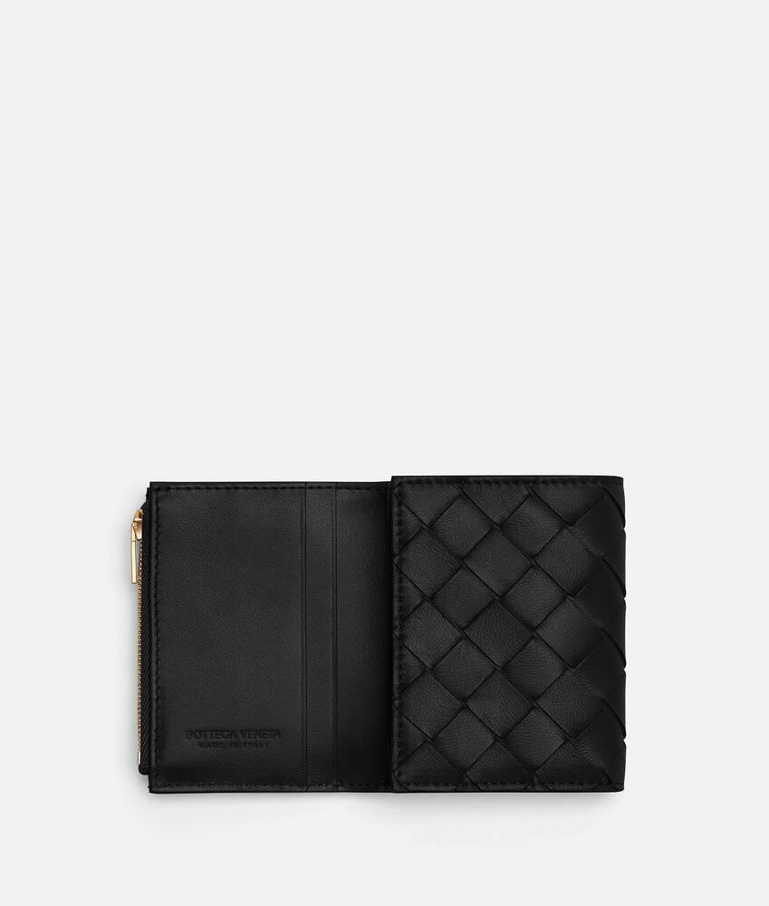 Women's Intrecciato Small Tri-fold Wallet in Black Product Image
