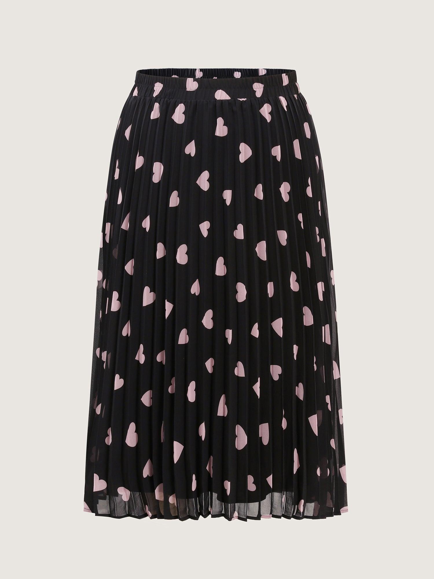 Heart Mesh Pleated Maxi Skirt Female Product Image