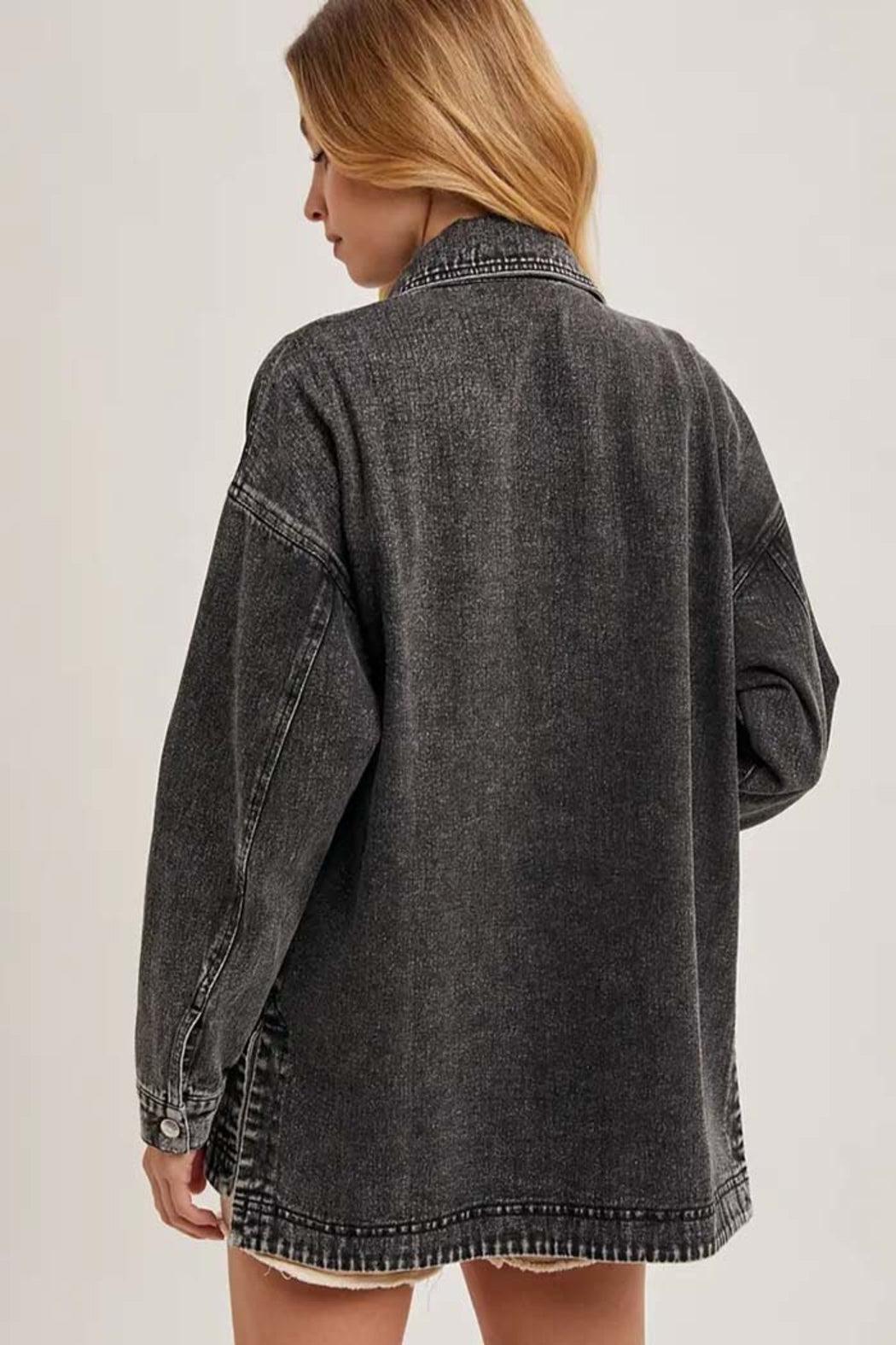 Button Down Shirt Denim Jacket Product Image