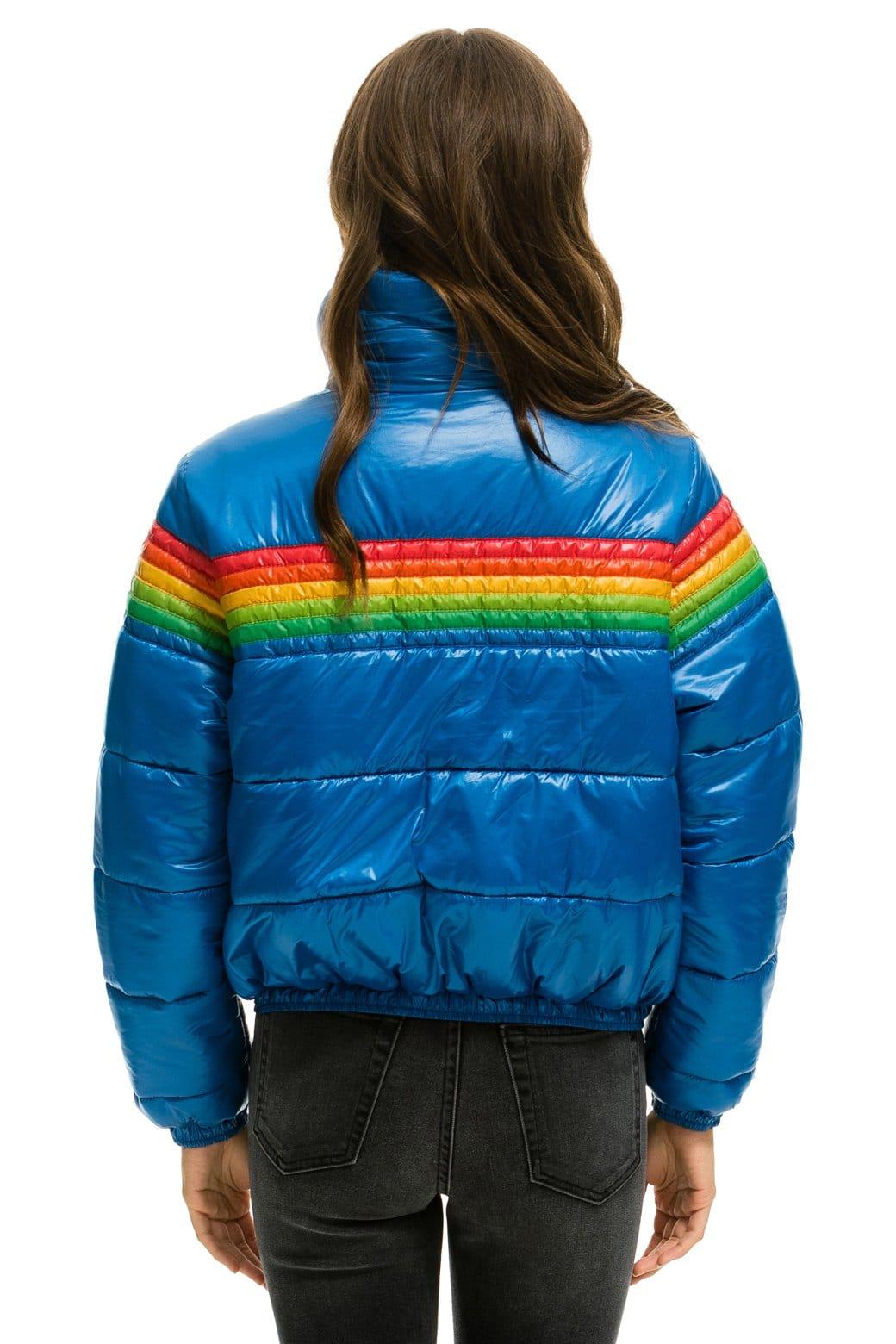 6 STRIPE LUXE APRES PUFFER JACKET - GLOSSY SNORKEL BLUE Female Product Image