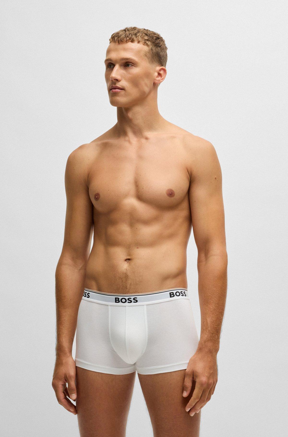 Three-pack of logo-waistband trunks in stretch cotton Product Image